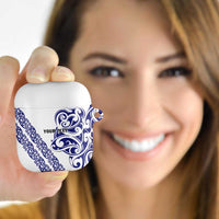 All White Maori Tribal Tattoo Personalised AirPods Case Dark Blue Polynesian Style - Polynesian Pride