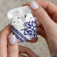 All White Maori Tribal Tattoo Personalised AirPods Case Dark Blue Polynesian Style LT9 - Polynesian Pride