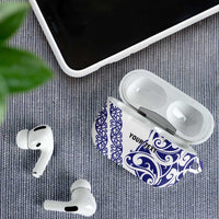 All White Maori Tribal Tattoo Personalised AirPods Case Dark Blue Polynesian Style - Polynesian Pride