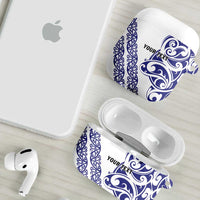 All White Maori Tribal Tattoo Personalised AirPods Case Dark Blue Polynesian Style LT9 - Polynesian Pride
