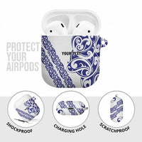 All White Maori Tribal Tattoo Personalised AirPods Case Dark Blue Polynesian Style LT9 - Polynesian Pride