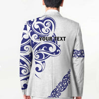 All White Maori Tribal Tattoo Personalised Blazer Dark Blue Polynesian Style - Polynesian Pride