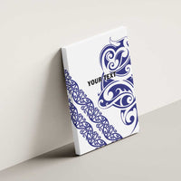 All White Maori Tribal Tattoo Personalised Canvas Wall Art Dark Blue Polynesian Style - Polynesian Pride