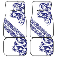 All White Maori Tribal Tattoo Personalised Car Mats Dark Blue Polynesian Style - Polynesian Pride