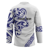 All White Maori Tribal Tattoo Personalised Hockey Jersey Dark Blue Polynesian Style LT9 - Polynesian Pride