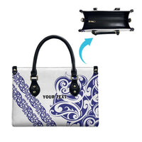 All White Maori Tribal Tattoo Personalised Leather Bag Dark Blue Polynesian Style - Polynesian Pride