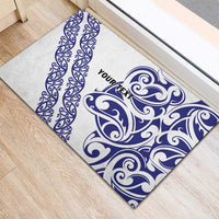 All White Maori Tribal Tattoo Personalised Rubber Doormat Dark Blue Polynesian Style LT9 - Polynesian Pride