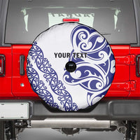 All White Maori Tribal Tattoo Personalised Spare Tire Cover Dark Blue Polynesian Style - Polynesian Pride