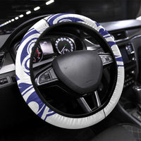 All White Maori Tribal Tattoo Steering Wheel Cover Dark Blue Polynesian Style - Polynesian Pride
