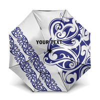 All White Maori Tribal Tattoo Personalised Umbrella Dark Blue Polynesian Style - Polynesian Pride