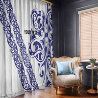 All White Maori Tribal Tattoo Personalised Window Curtain Dark Blue Polynesian Style - Polynesian Pride