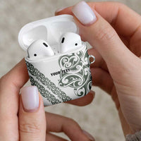 All White Maori Tribal Tattoo Personalised AirPods Case Moss Green Polynesian Style LT9 - Polynesian Pride