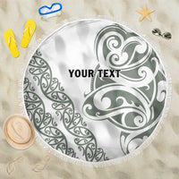 All White Maori Tribal Tattoo Personalised Beach Blanket Moss Green Polynesian Style LT9 One Size 150cm Green - Polynesian Pride