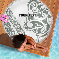 All White Maori Tribal Tattoo Personalised Beach Blanket Moss Green Polynesian Style LT9 - Polynesian Pride