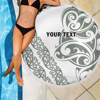 All White Maori Tribal Tattoo Personalised Beach Blanket Moss Green Polynesian Style LT9 - Polynesian Pride