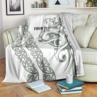 All White Maori Tribal Tattoo Personalised Blanket Moss Green Polynesian Style LT9 Green - Polynesian Pride