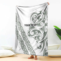 All White Maori Tribal Tattoo Personalised Blanket Moss Green Polynesian Style LT9 - Polynesian Pride