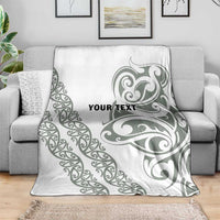 All White Maori Tribal Tattoo Personalised Blanket Moss Green Polynesian Style LT9 - Polynesian Pride