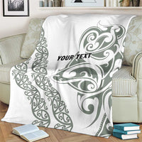 All White Maori Tribal Tattoo Personalised Blanket Moss Green Polynesian Style LT9 - Polynesian Pride