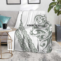 All White Maori Tribal Tattoo Personalised Blanket Moss Green Polynesian Style LT9 - Polynesian Pride