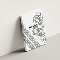 All White Maori Tribal Tattoo Personalised Canvas Wall Art Moss Green Polynesian Style LT9 - Polynesian Pride