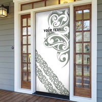 All White Maori Tribal Tattoo Personalised Door Cover Moss Green Polynesian Style - Polynesian Pride