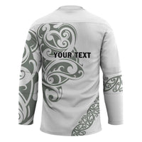All White Maori Tribal Tattoo Personalised Hockey Jersey Moss Green Polynesian Style LT9 - Polynesian Pride