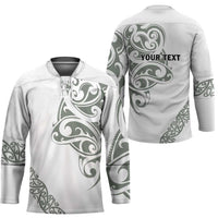 All White Maori Tribal Tattoo Personalised Hockey Jersey Moss Green Polynesian Style - Polynesian Pride