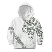 All White Maori Tribal Tattoo Personalised Kid Hoodie Moss Green Polynesian Style LT9 Hoodie Green - Polynesian Pride