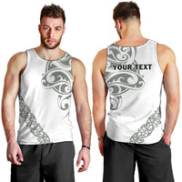 All White Maori Tribal Tattoo Personalised Men Tank Top Moss Green Polynesian Style - Polynesian Pride