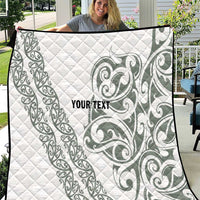 All White Maori Tribal Tattoo Personalised Quilt Moss Green Polynesian Style - Polynesian Pride