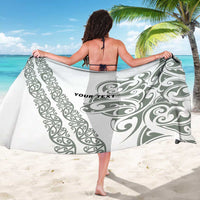 All White Maori Tribal Tattoo Personalised Sarong Moss Green Polynesian Style - Polynesian Pride
