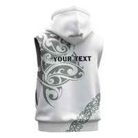 All White Maori Tribal Tattoo Personalised Sleeveless Zip Hoodie Moss Green Polynesian Style LT9 - Polynesian Pride