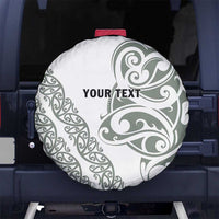 All White Maori Tribal Tattoo Personalised Spare Tire Cover Moss Green Polynesian Style LT9 No hole Green - Polynesian Pride