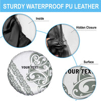All White Maori Tribal Tattoo Personalised Spare Tire Cover Moss Green Polynesian Style LT9 - Polynesian Pride
