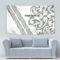 All White Maori Tribal Tattoo Personalised Tapestry Moss Green Polynesian Style - Polynesian Pride