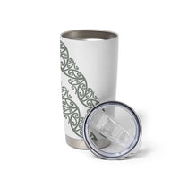 All White Maori Tribal Tattoo Personalised Tumbler Cup Moss Green Polynesian Style - Polynesian Pride