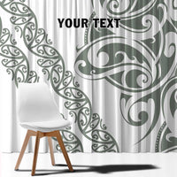 All White Maori Tribal Tattoo Personalised Window Curtain Moss Green Polynesian Style - Polynesian Pride