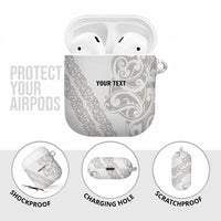 All White Maori Tribal Tattoo Personalised AirPods Case Stone Gray Polynesian Style LT9 - Polynesian Pride