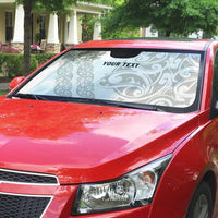 All White Maori Tribal Tattoo Personalised Auto Sun Shade Stone Gray Polynesian Style - Polynesian Pride