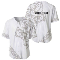 All White Maori Tribal Tattoo Personalised Baseball Jersey Stone Gray Polynesian Style - Polynesian Pride