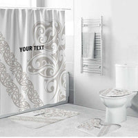 All White Maori Tribal Tattoo Personalised Bathroom Set Stone Gray Polynesian Style - Polynesian Pride