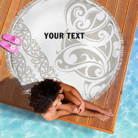 All White Maori Tribal Tattoo Personalised Beach Blanket Stone Gray Polynesian Style - Polynesian Pride
