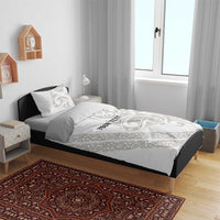 All White Maori Tribal Tattoo Personalised Bedding Set Stone Gray Polynesian Style - Polynesian Pride
