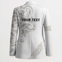 All White Maori Tribal Tattoo Personalised Blazer Stone Gray Polynesian Style - Polynesian Pride