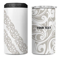 All White Maori Tribal Tattoo Personalised 4 in 1 Can Cooler Tumbler Stone Gray Polynesian Style - Polynesian Pride