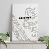 All White Maori Tribal Tattoo Personalised Canvas Wall Art Stone Gray Polynesian Style - Polynesian Pride