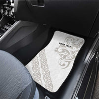 All White Maori Tribal Tattoo Personalised Car Mats Stone Gray Polynesian Style - Polynesian Pride