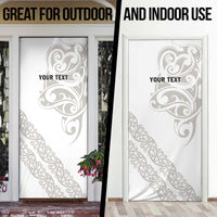 All White Maori Tribal Tattoo Personalised Door Cover Stone Gray Polynesian Style - Polynesian Pride