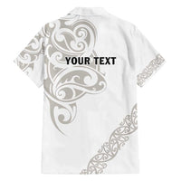 All White Maori Tribal Tattoo Personalised Family Matching Long Sleeve Bodycon Dress and Hawaiian Shirt Stone Gray Polynesian Style - Polynesian Pride